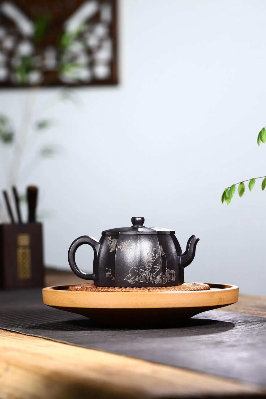 徐勤独家紫泥捂灰新品「瓦棱—煮茶图」290cc