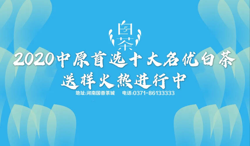 通知丨2020中原首选十大名优白茶评比 送样火热进行中