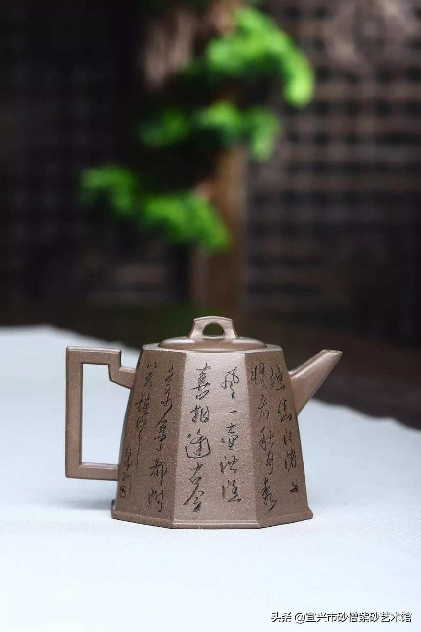 八面迎福，宜兴原矿紫砂茶壶，高温清灰泥