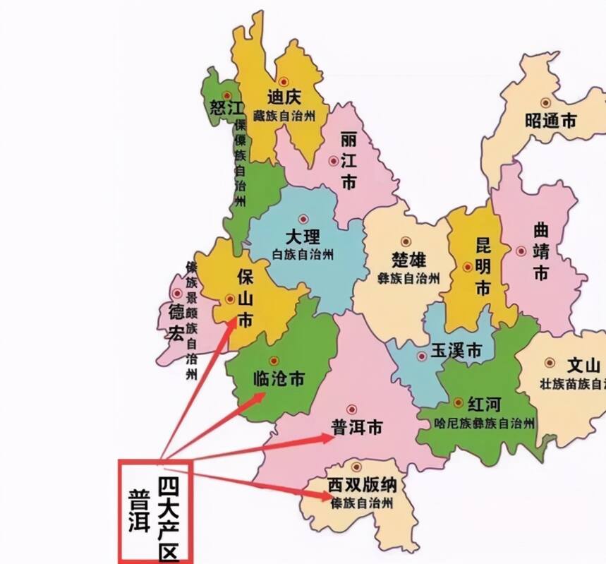 「图文解说」云南普洱茶的各大茶山地区地图(值得收藏)