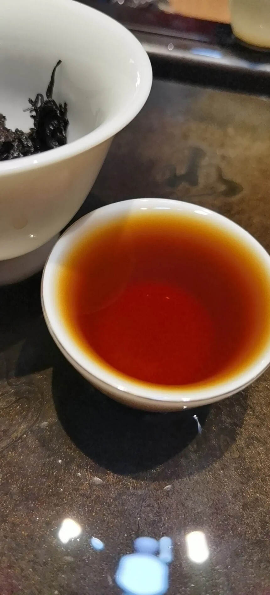 #普洱茶# 97年勐养茶厂绿印熟茶，醇厚，甘甜。