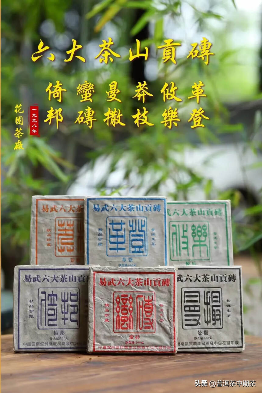 1998年【六大茶山·易武贡砖】200克/砖，6砖/