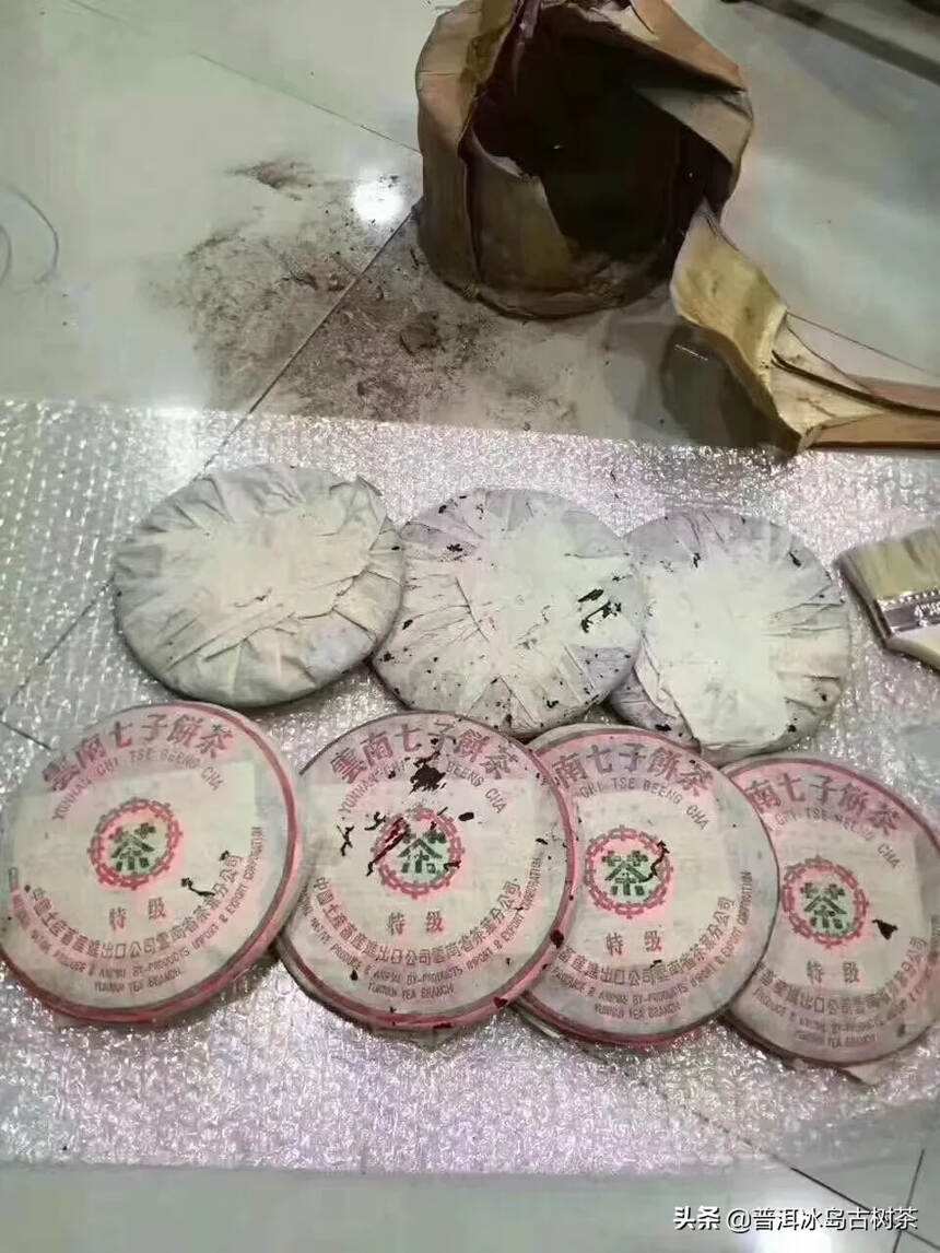 #普洱茶# 96年特级熟饼，堪称轻发酵熟茶的典范，水