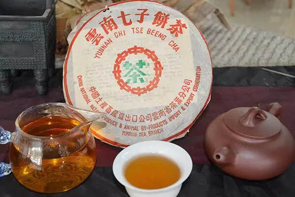 98年小七绿印7542青饼，省公司经典配方4级茶菁原