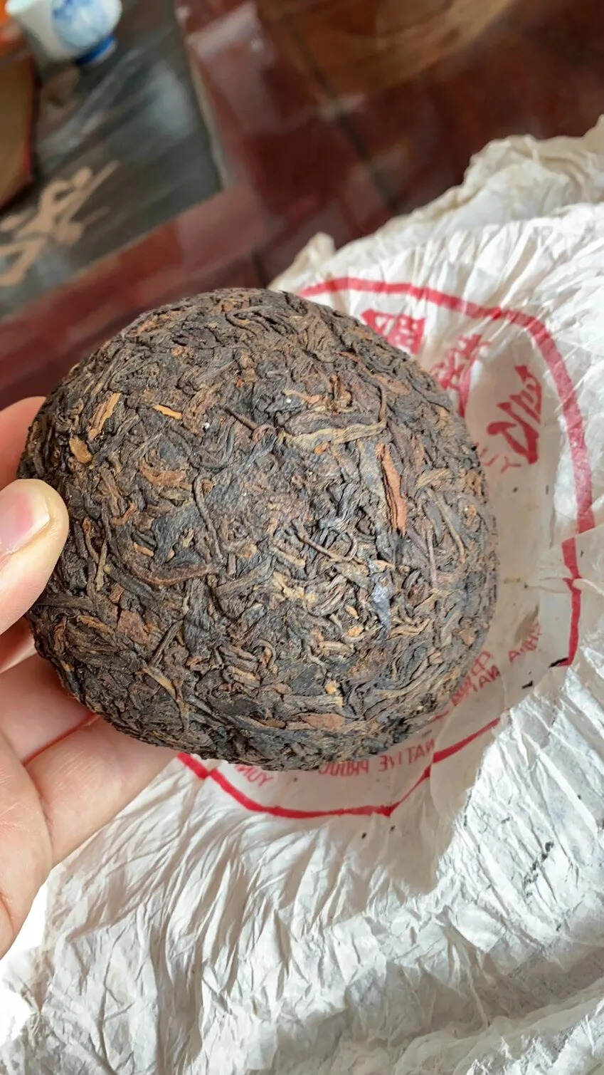 #普洱茶# 1990年的昆明茶厂沱茶250克生茶，干