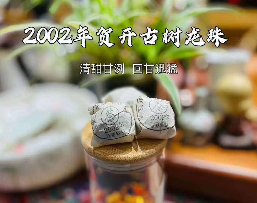 2002年贺开早春古树龙珠8克，干茶仓储良好。